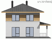 G-113-1P проект двухэтажного коттеджа из пенобетона размером 9 на 12 - вид справа
