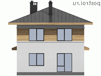 G-113-1P проект двухэтажного коттеджа из пенобетона размером 9 на 12 - вид сзади