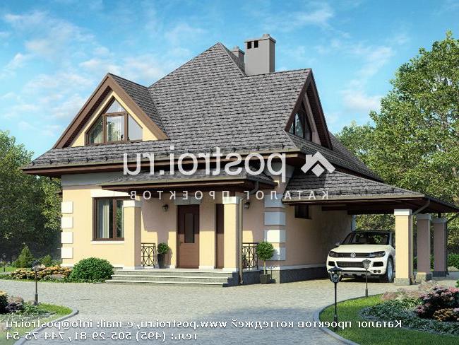 G-116-1P проект одноэтажного коттеджа из пенобетона с мансардой и гаражом размером 10 на 9