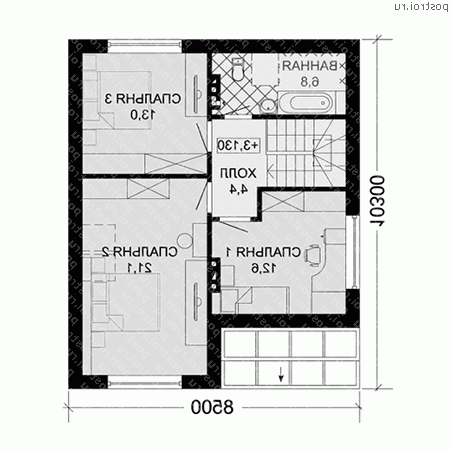 G-117-1P проект одноэтажного коттеджа из пенобетона с мансардой размером 10 на 9 - мансарда G-117-1P проект одноэтажного коттеджа из пенобетона с мансардой размером 10 на 9 - мансарда