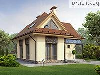 G-117-1P проект одноэтажного коттеджа из пенобетона с мансардой размером 10 на 9 