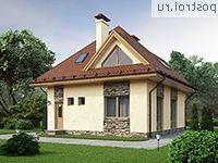 G-117-1P проект одноэтажного коттеджа из пенобетона с мансардой размером 10 на 9 