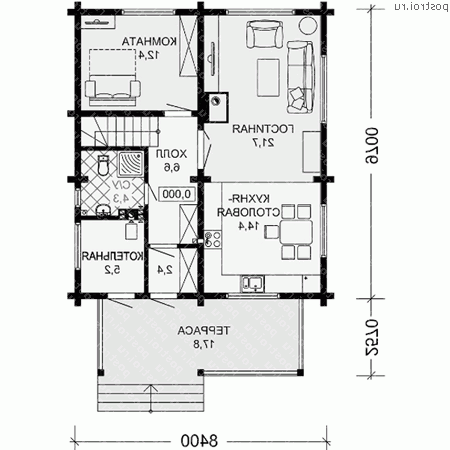 G-139-1D проект двухэтажного деревянного дома из бруса размером 10 на 8 - 1-й этаж G-139-1D проект двухэтажного деревянного дома из бруса размером 10 на 8 - 1-й этаж