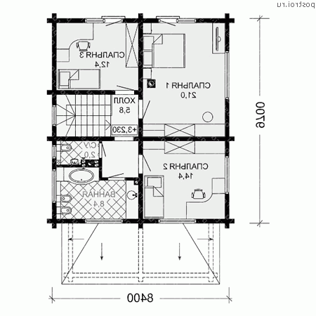 G-139-1D проект двухэтажного деревянного дома из бруса размером 10 на 8 - 2-й этаж G-139-1D проект двухэтажного деревянного дома из бруса размером 10 на 8 - 2-й этаж