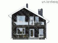 G-142-1D проект одноэтажного деревянного дома из бруса с мансардой размером 13 на 8  - вид спереди