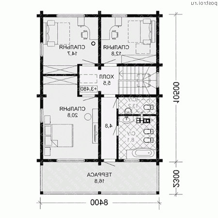 G-142-1D проект одноэтажного деревянного дома из бруса с мансардой размером 13 на 8  - мансарда