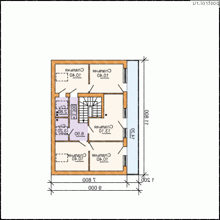 G-144-1P проект одноэтажного дома из газобетона с мансардой размером 12 на 8 - мансарда