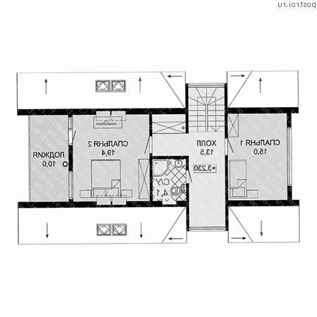 G-144-1S проект одноэтажного каркасного дома с мансардой размером 15 на 9 - мансарда