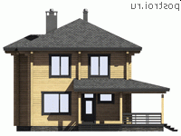 G-145-1D проект двухэтажного деревянного дома из бруса размером 10 на 10  - вид спереди