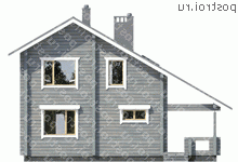 G-146-1D проект одноэтажного деревянного дома из бруса с мансардой размером 11 на 12 - вид спереди G-146-1D проект одноэтажного деревянного дома из бруса с мансардой размером 11 на 12 - вид спереди