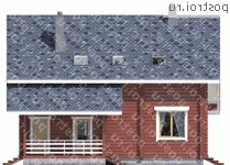 G-151-1D проект одноэтажного деревянного коттеджа из бруса с мансардой размером 11 на 15  - вид слева