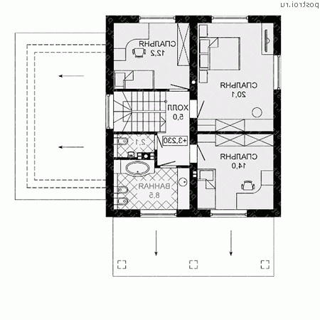 G-152-2P проект одноэтажного коттеджа из пеноблоков с мансардой и гаражом размером 12 на 13 - мансарда G-152-2P проект одноэтажного коттеджа из пеноблоков с мансардой и гаражом размером 12 на 13 - мансарда