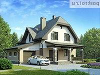 G-152-2P проект одноэтажного коттеджа из пеноблоков с мансардой и гаражом размером 12 на 13