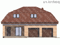 G-162-1P проект одноэтажного дома из пеноблоков с мансардой и гаражом размером 10 на 13  - вид спереди