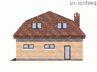 G-162-1P проект одноэтажного дома из пеноблоков с мансардой и гаражом размером 10 на 13  - вид слева