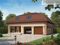 G-162-1P проект одноэтажного дома из пеноблоков с мансардой и гаражом размером 10 на 13 