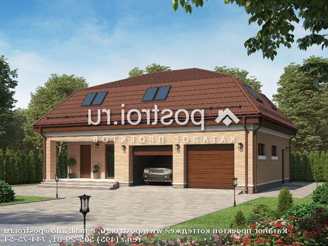 G-162-1P проект одноэтажного дома из пеноблоков с мансардой и гаражом размером 10 на 13 