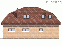 G-162-1P проект одноэтажного дома из пеноблоков с мансардой и гаражом размером 10 на 13  - вид сзади