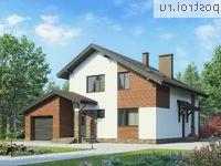 G-166-1P проект двухэтажного дома из пеноблоков с гаражом размером 11 на 9 