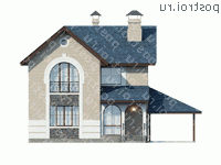 G-172-2P проект двухэтажного дома из пеноблоков с гаражом размером 15 на 9  - вид спереди