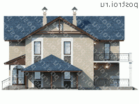 G-172-2P проект двухэтажного дома из пеноблоков с гаражом размером 15 на 9  - вид слева