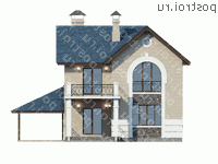 G-172-2P проект двухэтажного дома из пеноблоков с гаражом размером 15 на 9  - вид сзади