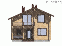 G-176-1D проект одноэтажного деревянного дома из бруса с мансардой размером 9 на 12  - вид спереди