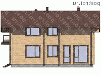 G-176-1D проект одноэтажного деревянного дома из бруса с мансардой размером 9 на 12  - вид слева