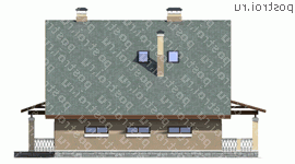 G-176-1P проект одноэтажного дома из пеноблоков с мансардой и гаражом размером 15 на 13  - вид слева