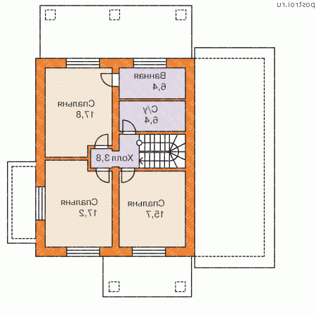 G-176-1P проект одноэтажного дома из пеноблоков с мансардой и гаражом размером 15 на 13  - мансарда