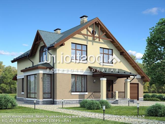 G-176-1P проект одноэтажного дома из пеноблоков с мансардой и гаражом размером 15 на 13 