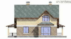 G-176-1P проект одноэтажного дома из пеноблоков с мансардой и гаражом размером 15 на 13  - вид справа