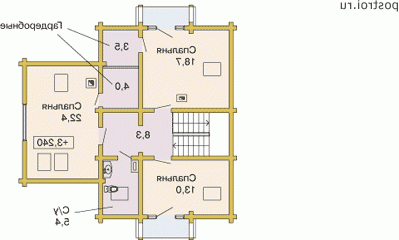 G-181-1D проект двухэтажного деревянного дома из бревна размером 10 на 18  - 2-й этаж
