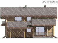 G-195-1D проект одноэтажного деревянного коттеджа из бруса с мансардой и гаражом размером 13 на 9  - вид слева