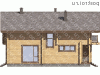 G-195-1D проект одноэтажного деревянного коттеджа из бруса с мансардой и гаражом размером 13 на 9  - вид справа