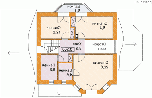 G-201-1P проект одноэтажного дома из пенобетона с мансардой и гаражом размером 11 на 14  - мансарда
