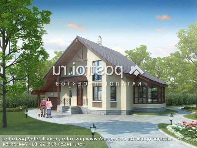 G-201-1P проект одноэтажного дома из пенобетона с мансардой и гаражом размером 11 на 14 