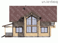 G-207-1D проект двухэтажного деревянного дома из бруса размером 12 на 11  - вид слева