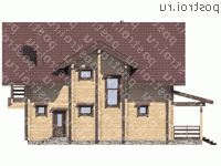 G-207-1D проект двухэтажного деревянного дома из бруса размером 12 на 11  - вид справа