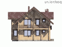 G-207-1D проект двухэтажного деревянного дома из бруса размером 12 на 11  - вид сзади