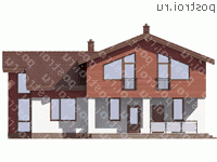 G-208-1P проект одноэтажного дома из пенобетона с мансардой размером 13 на 15  - вид спереди