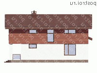 G-208-1P проект одноэтажного дома из пенобетона с мансардой размером 13 на 15  - вид слева