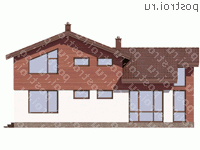 G-208-1P проект одноэтажного дома из пенобетона с мансардой размером 13 на 15  - вид сзади