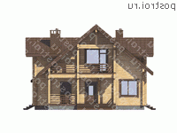 G-209-1D проект двухэтажного деревянного дома из бруса размером 13 на 11 - вид спереди G-209-1D проект двухэтажного деревянного дома из бруса размером 13 на 11 - вид спереди