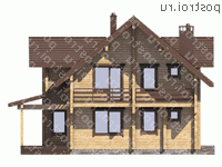 G-214-1D проект двухэтажного деревянного дома из бруса размером 9 на 12  - вид слева