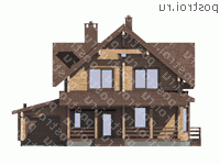 G-216-1D проект одноэтажного деревянного дома из бруса с мансардой и гаражом размером 14 на 11  - вид спереди