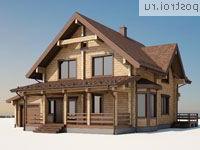 G-216-1D проект одноэтажного деревянного дома из бруса с мансардой и гаражом размером 14 на 11 