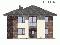 G-221-2P проект двухэтажного дома из пенобетона размером 14 на 13  - вид спереди