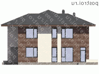 G-221-2P проект двухэтажного дома из пенобетона размером 14 на 13  - вид слева