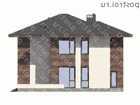 G-221-2P проект двухэтажного дома из пенобетона размером 14 на 13  - вид сзади